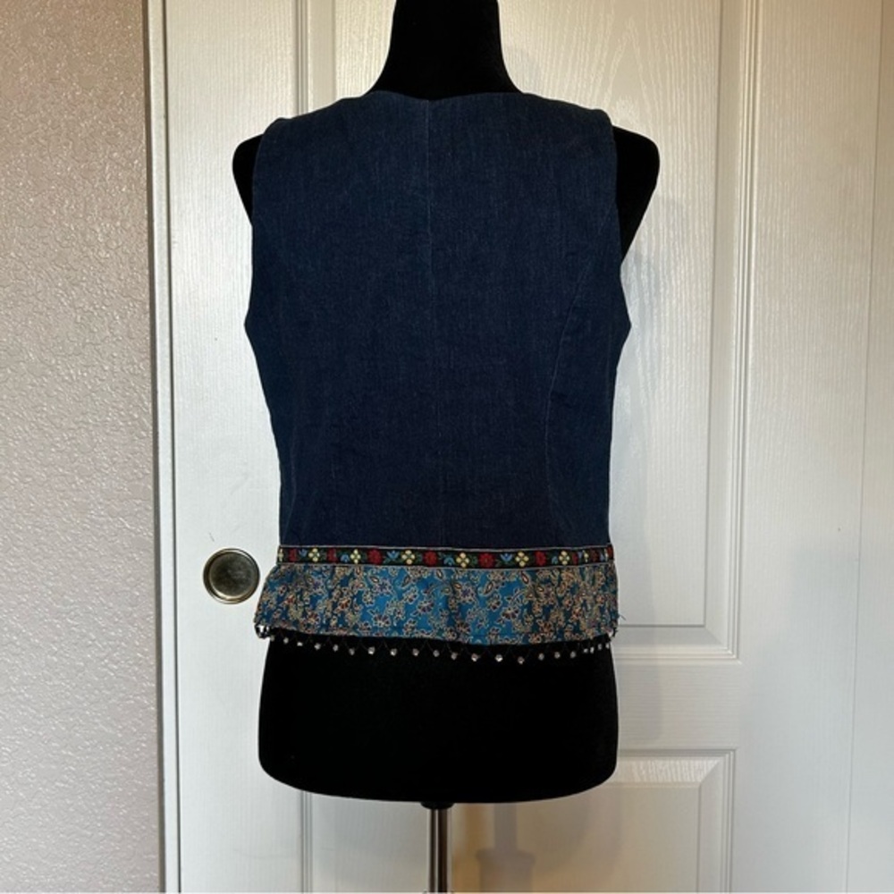 Vintage Rabbit Rabbit Rabbit Blue Denim Beaded Sleeveless Top Size 10 - Picture 2 of 7